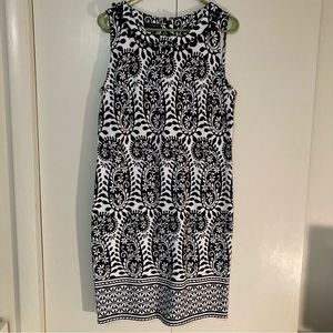 Talbots black and white print tank dress